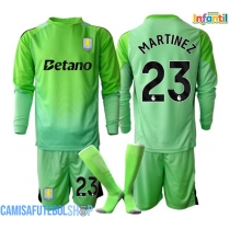 Camisa de time de futebol Aston Villa Emiliano Martinez #23 Goleiro Replicas 2º Equipamento Infantil 2025-26 Manga Comprida (+ Calças curtas)